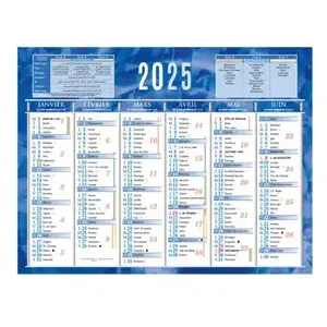 Bouchut Calendrier mural annuel -6 mois / face - Bleu - 17,5 x 13,5 cm... pas cher