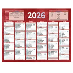 Bouchut Calendrier mural annuel -6 mois / face - Rouge - 13,5 x 17,5 c... pas cher