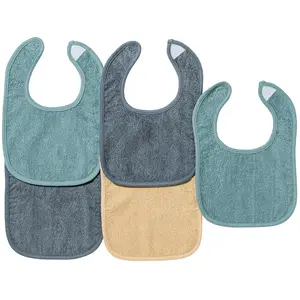 Maïka Lot 5 bavoirs bébé 2ème âge Bleu Wind pas cher