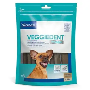 Comparateur de prix : 15x9g (taille XS) Virbac VEGGIEDENT Fresh - pour les très petits chiens (< 5 kg)