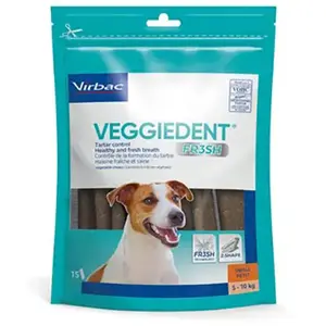 Comparateur de prix : 15x17g (taille S) Virbac VEGGIEDENT Fresh - pour petits chiens (5-10 kg)