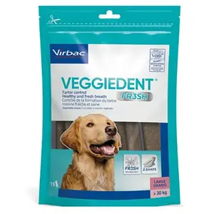 Comparateur de prix : 15x35g (taille L) Virbac VEGGIEDENT Fresh - pour les grands chiens (>30 kg)