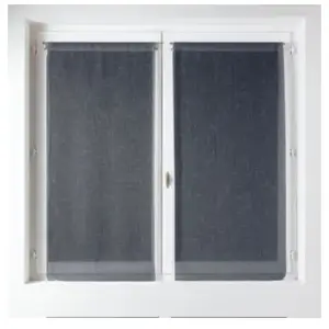 HOME MAISON Paire de voilage en étamine unie et fantaisie Gris anthracite 60x130cm pas cher