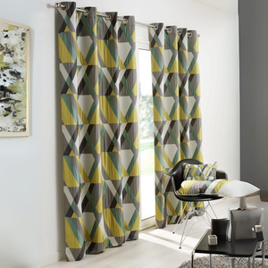 HOME MAISON Rideau d'ameublement géométrique polyester vert 140x260 cm pas cher