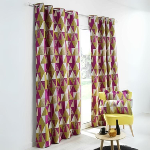 HOME MAISON Rideau design à motifs triangulaires jacquard rose blush 140x260 cm pas cher