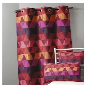 Home Maison Rideau ameublement Jacquard 'triangles' (140x260 cm - Bordeaux) pas cher