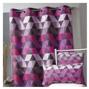 Home Maison Rideau ameublement Jacquard 'triangles' (140x260 cm - Prune) pas cher