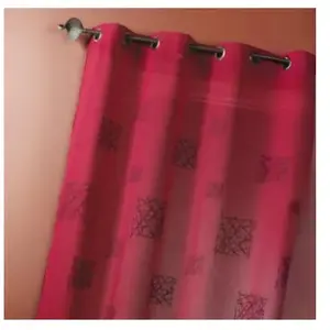 Voilage Etamine Brodée (140x240 cm - Bordeaux) pas cher