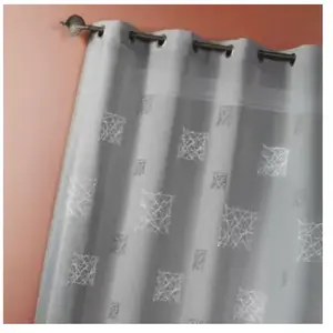 Home Maison Voilage Etamine Brodée (140x240 cm - Gris clair) pas cher