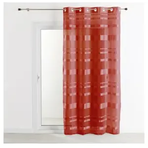 Voilage - HOME MAISON - Rayures Bordeaux - 140 x 240 cm pas cher