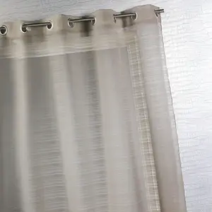 Home Maison Voilage fantaisie à fines rayures (140x240 cm - Tabac) pas cher