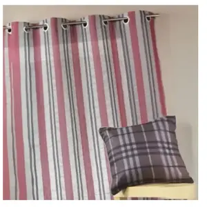 Home Maison Voilage en étamine rayée verticale (140x240 cm - Rouge) pas cher