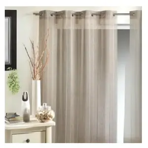 Home Maison Voilage en étamine tissée à rayures verticales (150x260 cm - Taupe)
