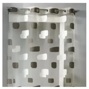Home Maison Voilage en organza jacquard et briques colorées (140x240 cm - Ivoire) pas cher