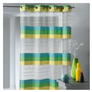 Home Maison Voilage organza aux rayures horizontales (135x260 cm - Vert tilleul) pas cher