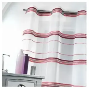 Home Maison Voilage fantaisie tissé rayure horizontale (140x240 cm - Vieux rose) pas cher