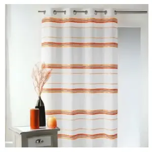 Home Maison Voilage fantaisie tissé rayure horizontale (140x240 cm - Terracotta) pas cher