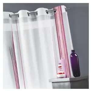 Home Maison Voilage fantaisie tissé rayure verticale (145x260 cm - Vieux rose) pas cher