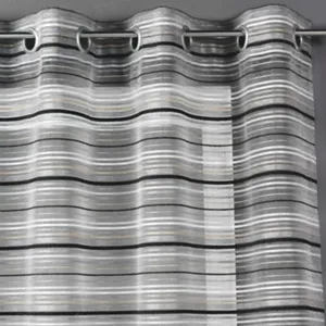 Voilage Organza tissé Rayures horizontales Gris anthracite 140x240 cm pas cher