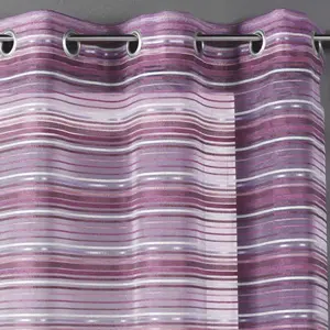 Home Maison Voilage Organza tissé Rayures horizontales (140x240 cm - Violet parme) pas cher