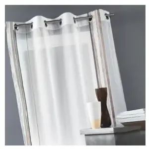 Home Maison Voilage fantaisie tissé rayure verticale (145x260 cm - Beige) pas cher