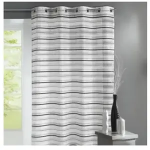 Home Maison Voilage Organza tissé Rayures horizontales (140x240 cm - Argent) pas cher