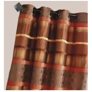 Home Maison Rideau Jacquard Pois et Rayures (140x260 cm - Marron chocolat) pas cher