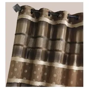 Home Maison Rideau Jacquard Pois et Rayures (140x260 cm - Taupe) pas cher