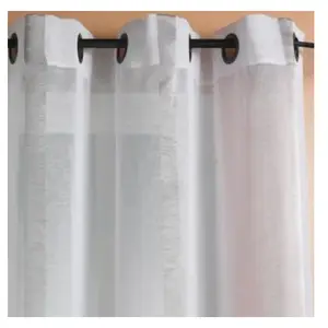 Home Maison Voilage Etamine Rayures verticales (150x260 cm - Blanc)