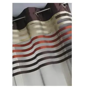 HOME MAISON Rideau en Organza Rayé Moka 140 x 260cm pas cher