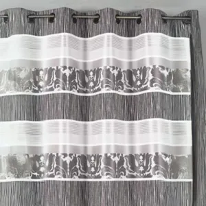HomeMaison Rideau - Jacquard - Rayures horizontales colorées - Gris - 140 x 260 cm pas cher