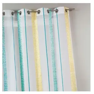 HomeMaison Voilage en étamine à rayures verticales à pois Vert tilleul 140x260 cm pas cher