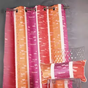 HomeMaison Rideau en jacquard design à rayures verticales (140x260 cm - Bordeaux) pas cher