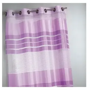 Voilage fantaisie à rayures horizontales (140x240 cm - Violet parme) pas cher