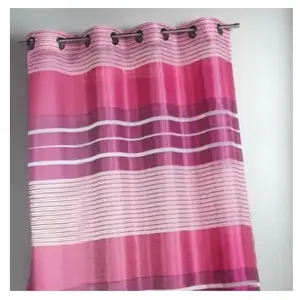 HomeMaison Voilage fantaisie à rayures horizontales (140x240 cm - Rose Blush) pas cher