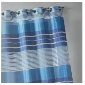 Home Maison Voilage fantaisie à rayures horizontales (140x240 cm - Bleu Outremer) pas cher