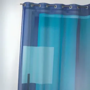 HomeMaison Voilage en étamine imprimée à motifs graphiques (135x240 cm - Bleu)