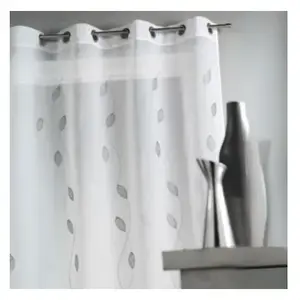 Home Maison Voilage en étamine brodée (140x260 cm - Gris clair) pas cher