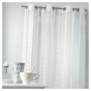 HomeMaison Voilage en organza à rayures verticales (150x260 cm - Gris clair) pas cher