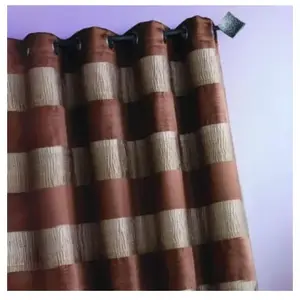Home Maison Rideau Jacquard grosses rayures horizontales (140x260 cm - Taupe) pas cher