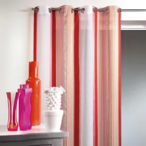 HomeMaison Voilage en étamine à fines rayures verticales colorées Orange 140x260 cm pas cher