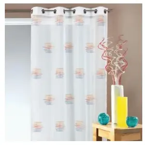 Home Maison Voilage en jacquard à imprimés fantaisie (140x240 cm - Orange) pas cher