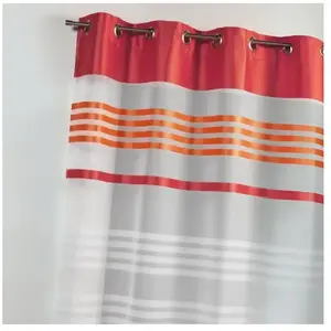 Home Maison Voilage en étamine légère avec rayures horizontales (145x240 cm - Orange corail) pas cher