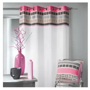 HOME MAISON Voilage en étamine avec parement haut design (140x240 cm - Rose Clair)