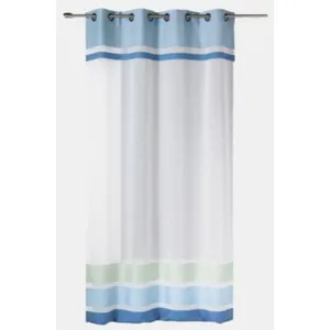 HomeMaison Voilage en étamine à parements haut et bas rayés (140x240 cm - Bleu) pas cher