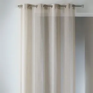 HomeMaison Voilage à rayures verticales ton sur ton Beige 145x260 cm pas cher