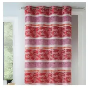 Home Maison Rideaux en jacquard à rayures horizontales (140x260 cm - Rouge Orangé) pas cher