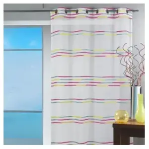 HomeMaison Voilage en étamine tissée de fines rayures horizontales Jaune 140x240 cm pas cher