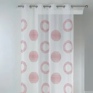 Home Maison Voilage en étamine brodée "cercle et rond" (140x240 cm - Rouge Orangé) pas cher