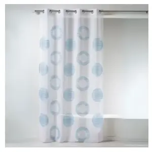 Home Maison Voilage en étamine brodée "cercle et rond" (140x240 cm - Turquoise)